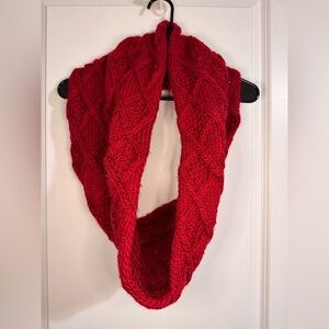 Dark red knit infinity scarf